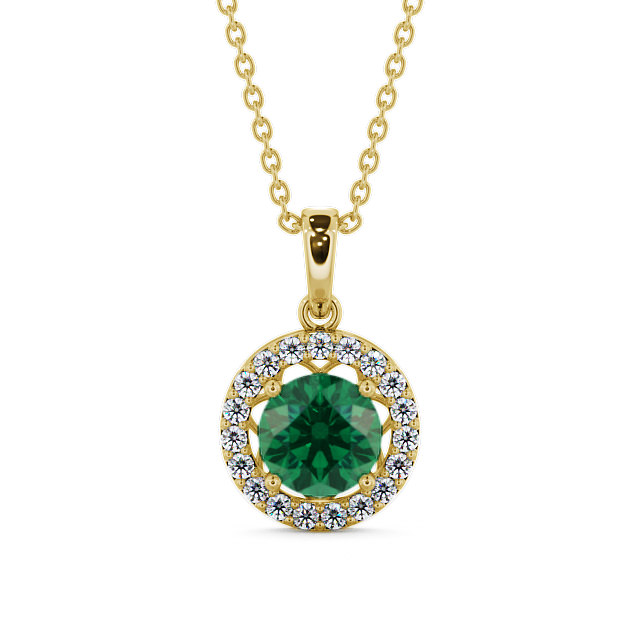 Halo Emerald and Diamond 1.18ct Pendant 18K Yellow Gold - Clara PNT6GEM_YG_EM_THUMB2