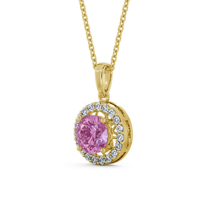 Halo Pink Sapphire and Diamond 1.43ct Pendant 18K Yellow Gold - Clara PNT6GEM_YG_PS_THUMB2