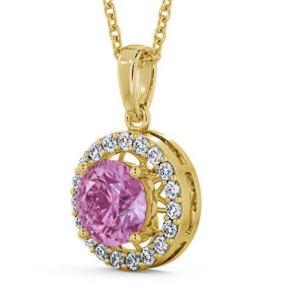 Halo Pink Sapphire and Diamond 1.43ct Pendant 18K Yellow Gold PNT6GEM_YG_PS_THUMB1