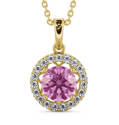  Halo Pink Sapphire and Diamond 1.43ct Pendant 9K Yellow Gold - Clara PNT6GEM_YG_PS_THUMB2 