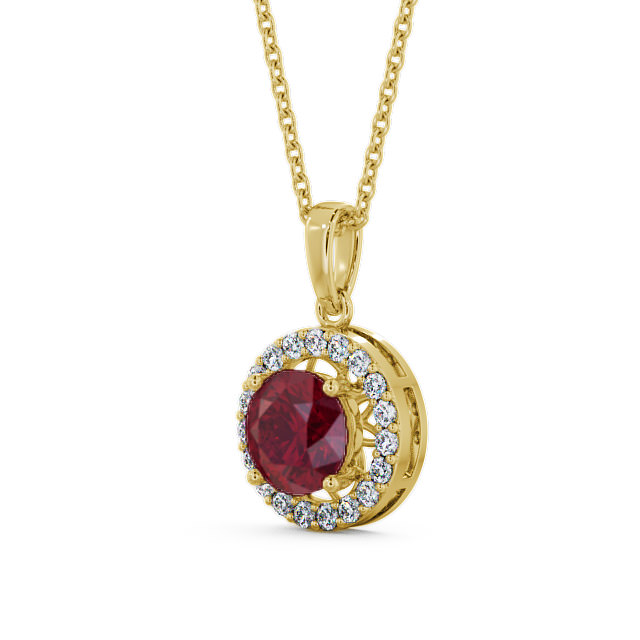 Halo Ruby and Diamond 1.43ct Pendant 18K Yellow Gold - Clara PNT6GEM_YG_RU_THUMB2