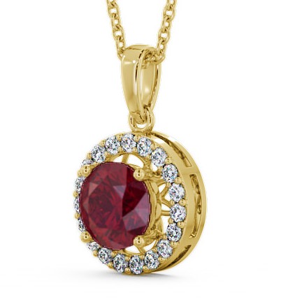 Halo Ruby and Diamond 1.43ct Pendant 18K Yellow Gold PNT6GEM_YG_RU_THUMB1