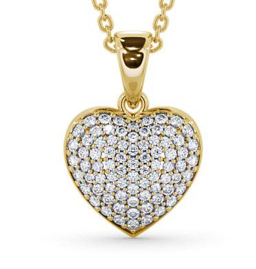 Heart Shaped Diamond Cluster Pendant 18K Yellow Gold PNT70_YG_THUMB2 