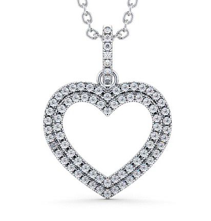 Heart Shaped Diamond Cluster Pendant 18K White Gold PNT71_WG_THUMB2 
