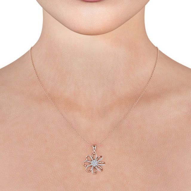 Flower Shaped Diamond 0.45ct Pendant 18K Rose Gold - Banavie PNT72_RG_NECK