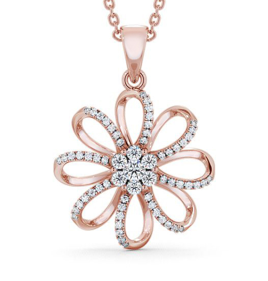 Banavie Floral Design Cluster Pendant Round Diamond 0.45ct PNT72_RG_THUMB2 