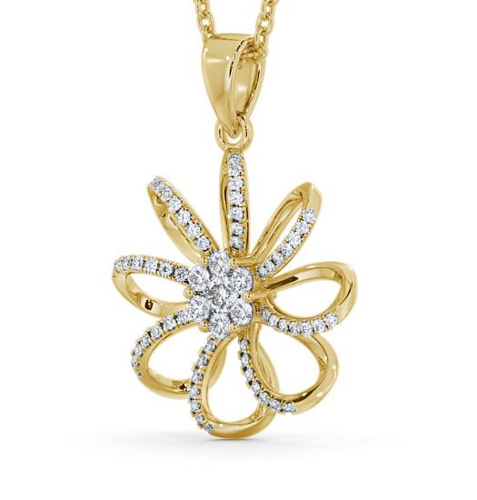 Flower Shaped Diamond 0.45ct Cluster Pendant 18K Yellow Gold PNT72_YG_THUMB1