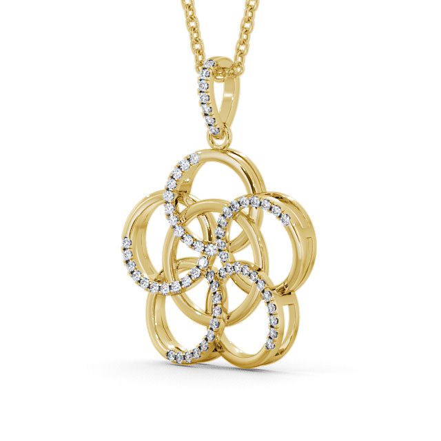 Circle Shaped Diamond 0.22ct Pendant 18K Yellow Gold - Orby PNT73_YG_SIDE
