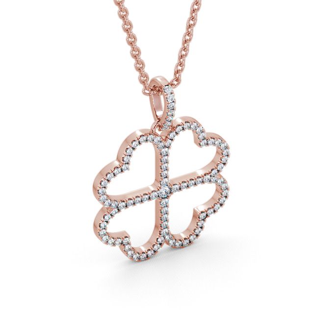 Heart Shaped Diamond Pendant 9K Rose Gold - Tramore PNT75_RG_FLAT