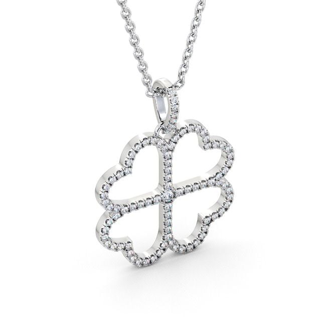Heart Shaped Diamond Pendant 18K White Gold - Tramore PNT75_WG_FLAT