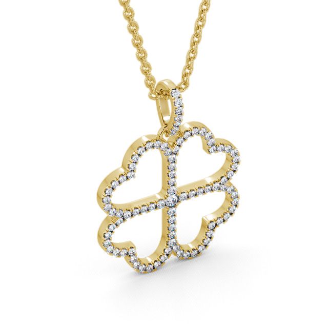 Heart Shaped Diamond Pendant 18K Yellow Gold - Tramore PNT75_YG_FLAT