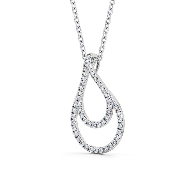 Drop Round Diamond Pendant 9K White Gold - Avoca PNT77_WG_SIDE