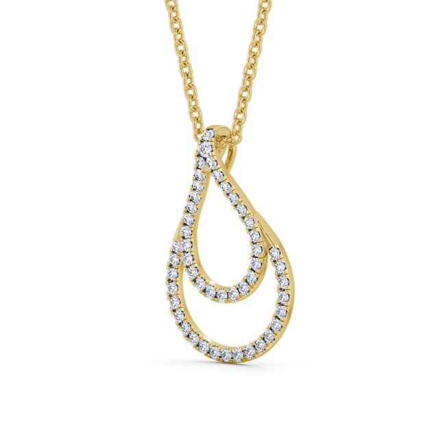 Drop Round Diamond Pendant 18K Yellow Gold - Avoca PNT77_YG_SIDE