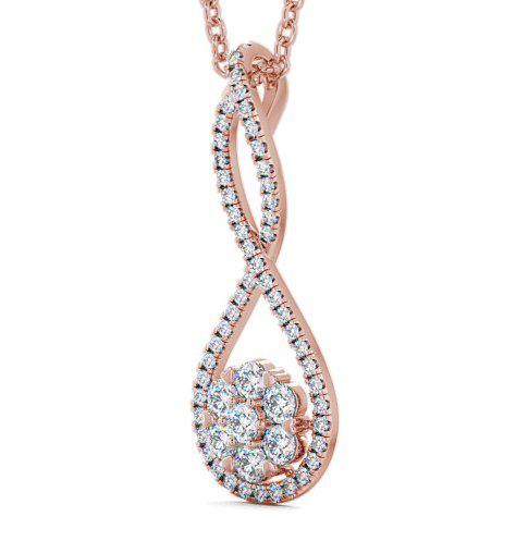 Drop Round Diamond 0.55ct Crossover Design Pendant 18K Rose Gold PNT78_RG_THUMB1