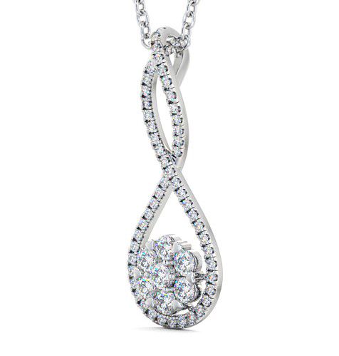 Drop Round Diamond 0.55ct Crossover Design Pendant 9K White Gold PNT78_WG_THUMB1 