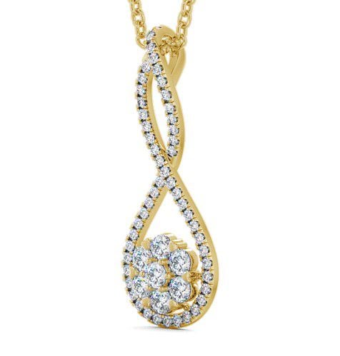 Drop Round Diamond 0.55ct Crossover Design Pendant 18K Yellow Gold PNT78_YG_THUMB1