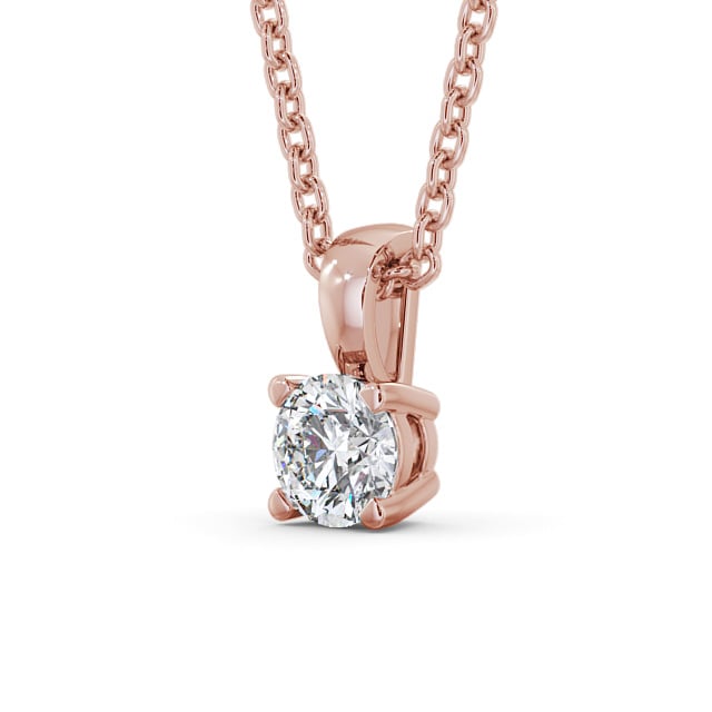 Round Solitaire Four Claw Stud Diamond Pendant 18K Rose Gold - Filby PNT79_RG_SIDE