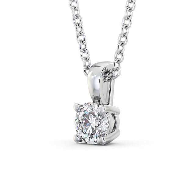 Round Solitaire Four Claw Stud Diamond Pendant 18K White Gold - Filby PNT79_WG_SIDE