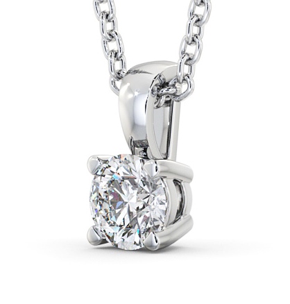 Round Solitaire Four Claw Stud Diamond Pendant Silver PNT79_WG_THUMB1 