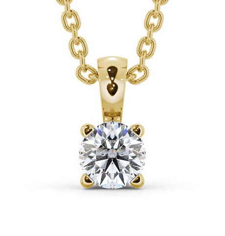  Round Solitaire Four Claw Stud Diamond Pendant 18K Yellow Gold - Filby PNT79_YG_THUMB2 