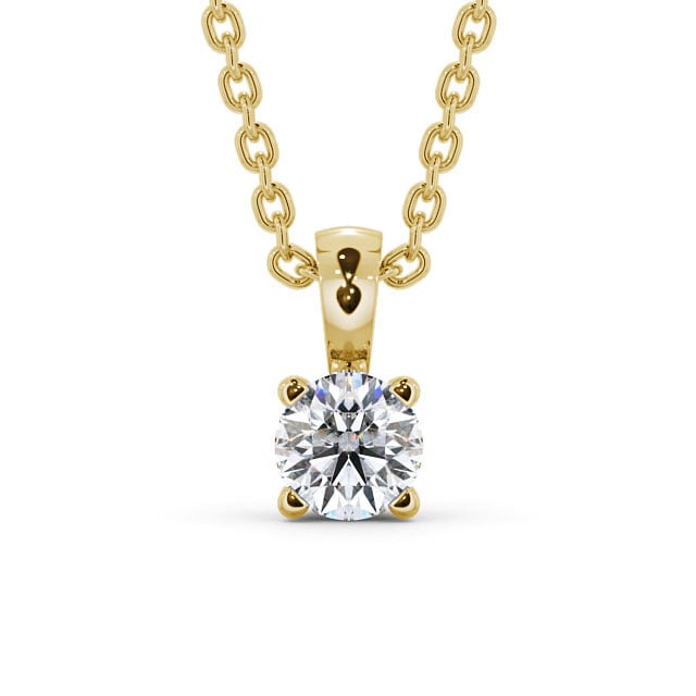 Round Solitaire Four Claw Stud Diamond Pendant 9K Yellow Gold - Filby PNT79_YG_UP