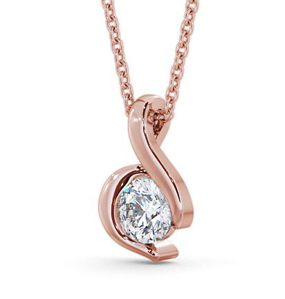 Round Solitaire Diamond Swirl Design Pendant 18K Rose Gold PNT7_RG_THUMB1