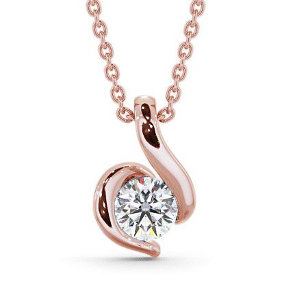 Round Solitaire Diamond Swirl Design Pendant 9K Rose Gold PNT7_RG_THUMB2 