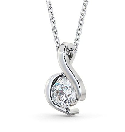 Round Solitaire Diamond Swirl Design Pendant 18K White Gold PNT7_WG_THUMB1 