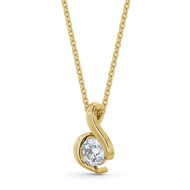 Round Solitaire Diamond Pendant 9K Yellow Gold - Ellerby PNT7_YG_SIDE