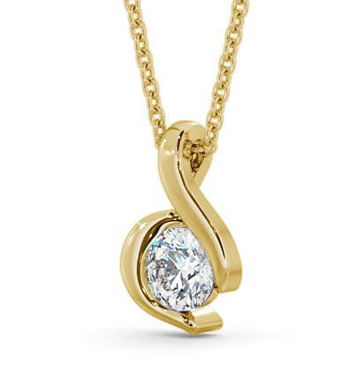 Round Solitaire Diamond Swirl Design Pendant 9K Yellow Gold PNT7_YG_THUMB1