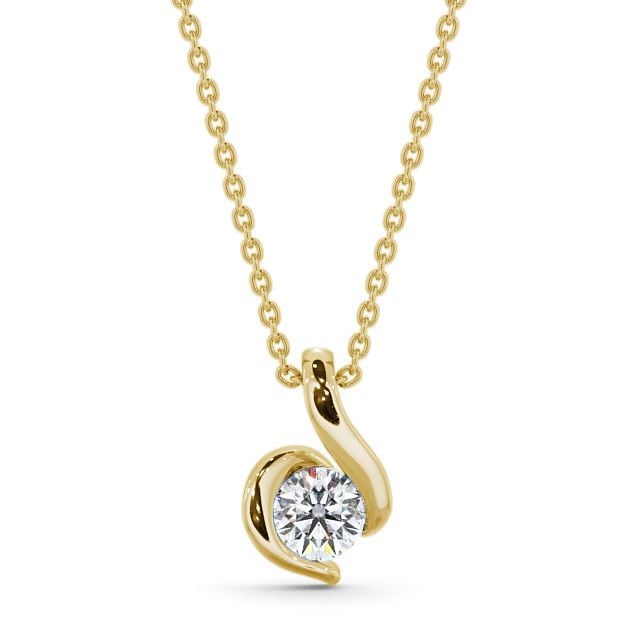 Round Solitaire Diamond Pendant 18K Yellow Gold - Ellerby PNT7_YG_UP