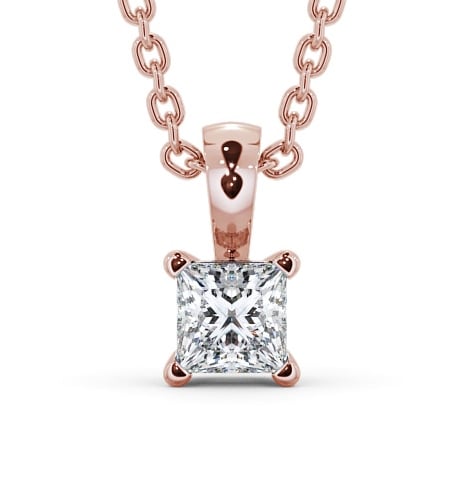  Princess Solitaire Four Claw Stud Diamond Pendant 9K Rose Gold - Langal PNT81_RG_THUMB2_2 