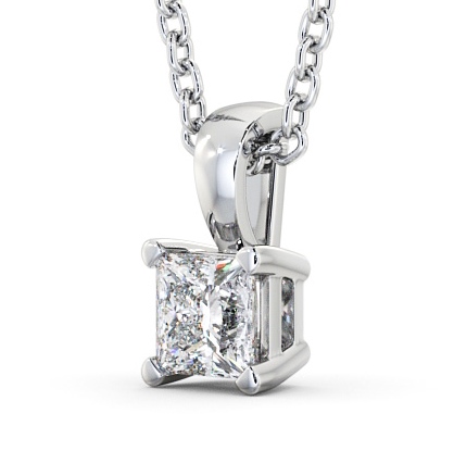 Princess Solitaire Four Claw Stud Diamond Pendant Silver PNT81_WG_THUMB1 