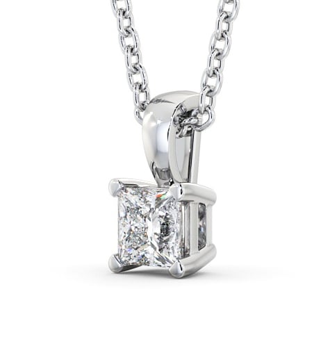 Princess Solitaire Four Claw Stud Diamond Pendant 18K White Gold PNT81_WG_THUMB1_3.jpg 