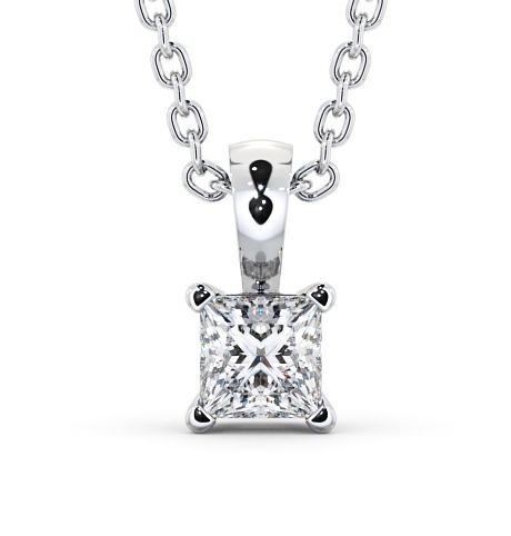  Princess Solitaire Four Claw Stud Diamond Pendant 9K White Gold - Langal PNT81_WG_THUMB2_2 