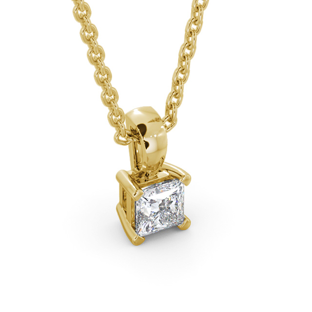 Princess Solitaire Four Claw Stud Diamond Pendant 18K Yellow Gold - Langal PNT81_YG_FLAT