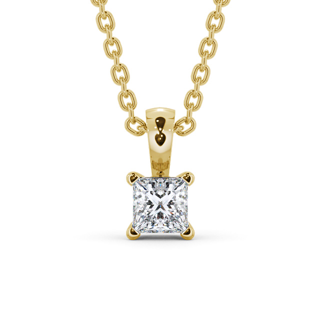 Princess Solitaire Four Claw Stud Diamond Pendant 9K Yellow Gold - Langal PNT81_YG_UP