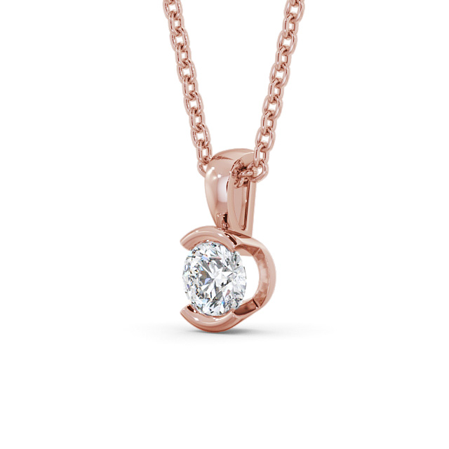 Round Solitaire Stud Diamond Pendant 18K Rose Gold - Darwen PNT83_RG_SIDE
