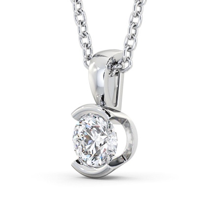 Round Solitaire Stud Diamond Open Bezel Pendant Silver PNT83_WG_THUMB1 