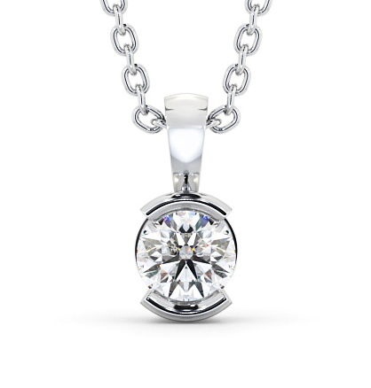 Darwen Solitaire Pendant Round Diamond Open Bezel Design PNT83_WG_THUMB2 