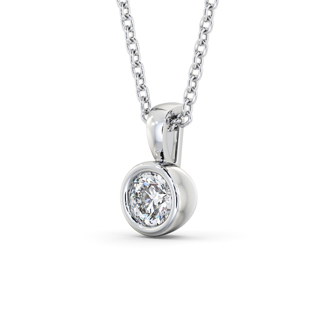 Round Solitaire Bezel Stud Diamond Pendant 18K White Gold - Orrell PNT84_WG_SIDE