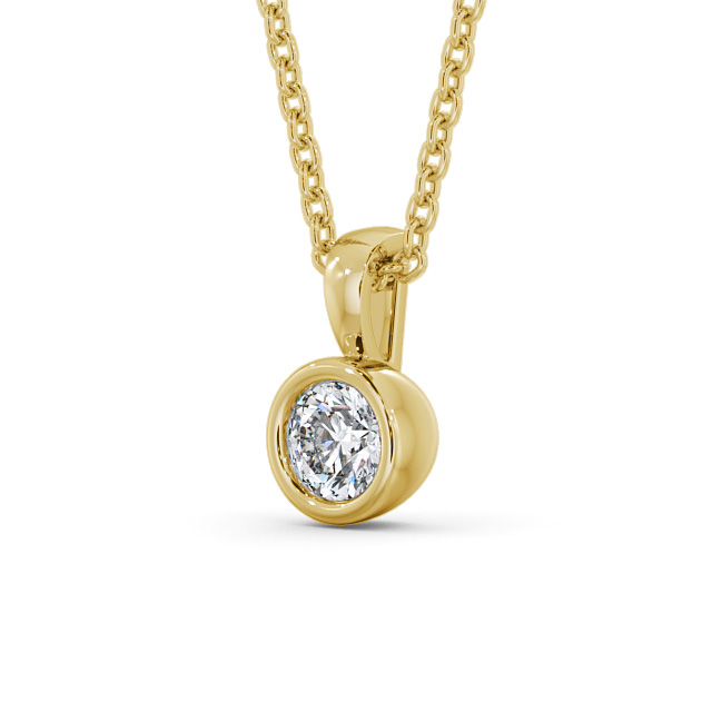 Round Solitaire Bezel Stud Diamond Pendant 9K Yellow Gold - Orrell PNT84_YG_SIDE