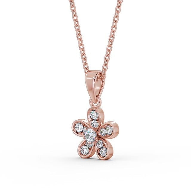 Floral Design Diamond Pendant 18K Rose Gold - Tosca PNT87_RG_SIDE