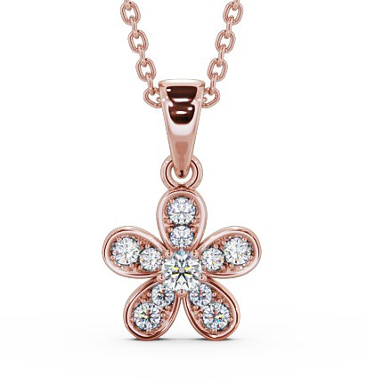  Floral Design Diamond Pendant 9K Rose Gold - Tosca PNT87_RG_THUMB2 