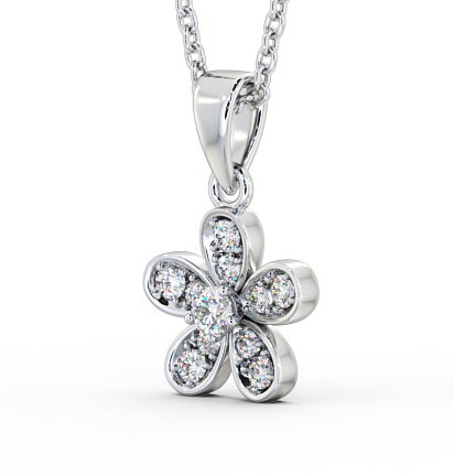 Floral Design Diamond Cluster Pendant 9K White Gold PNT87_WG_THUMB1 