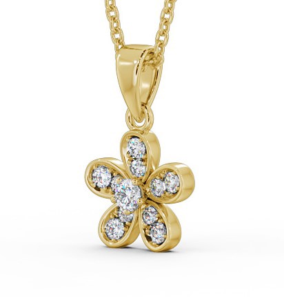 Floral Design Diamond Cluster Pendant 9K Yellow Gold PNT87_YG_THUMB1