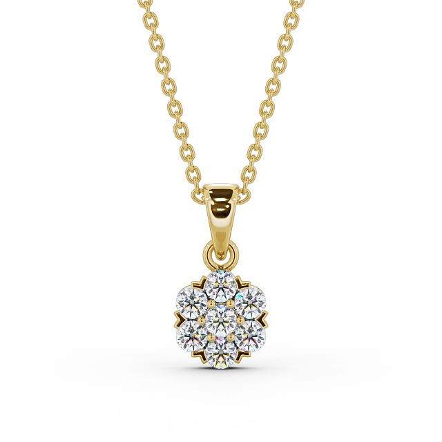 Cluster Style Diamond Pendant 18K Yellow Gold - Christa PNT88_YG_UP