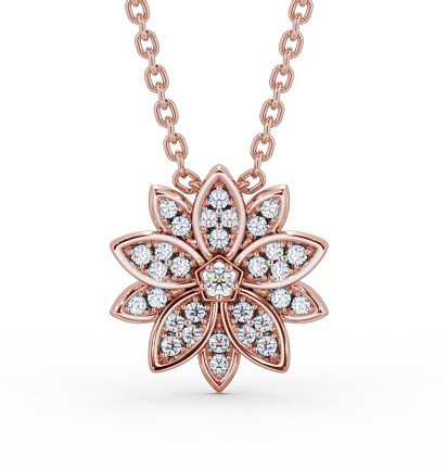 Floral Design Diamond Cluster Pendant 9K Rose Gold PNT89_RG_THUMB2 