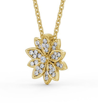 Floral Design Diamond Cluster Pendant 18K Yellow Gold PNT89_YG_THUMB1 