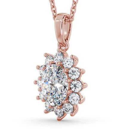 Cluster Oval Diamond Halo Style Pendant 9K Rose Gold PNT8_RG_THUMB1